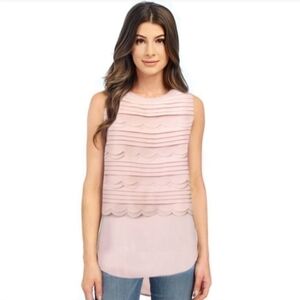 Cynthia Rowley Blush Pink Layered Scallop Textured Sleeveless Blouse Medium